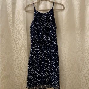 Navy Blue and White Polka Dot Dress